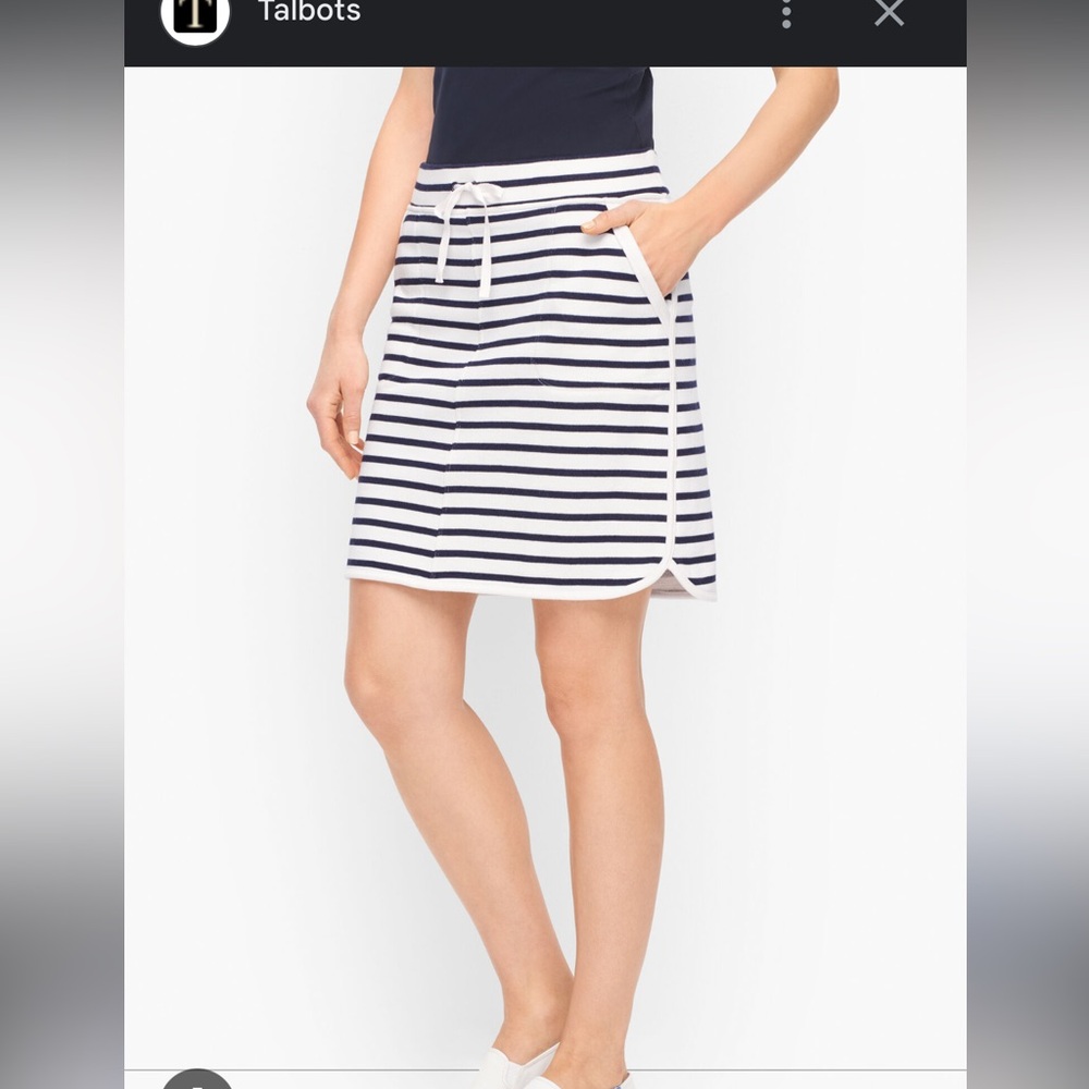 TALBOTS cotton skirt saltwater stripes blue and white nautical medium petite